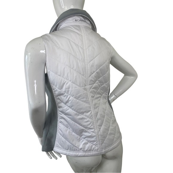 Columbia Women White Grey Vest Fleece Insulated Outdoor Full Zip jacket light L - Picture 9 of 13